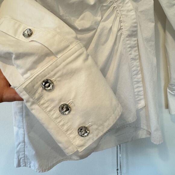 Nana Jacqueline Saddie Shirt Dress Open Back Diamond Embellished Mini - Picture 10 of 11